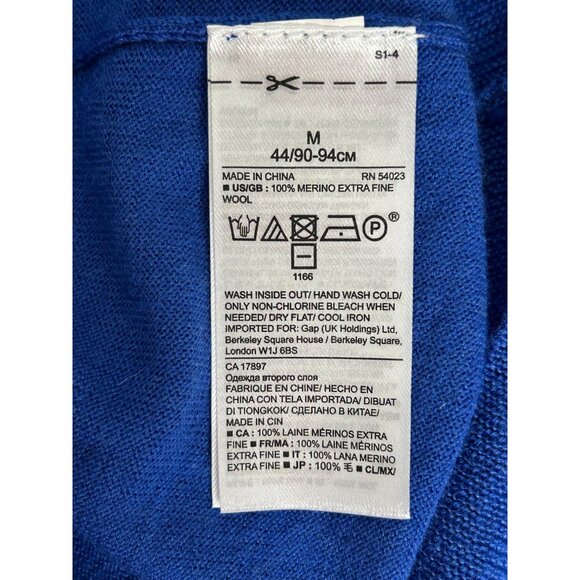 Banana Republic Trapeze V-Neck Merino Wool Long Sleeve Sweater in Blue - Sz M - Picture 4 of 5